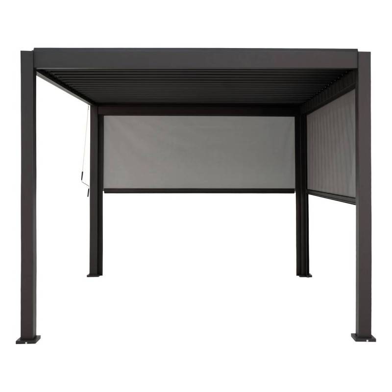 Hesperide - Store pour pergola bioclimatique "Evora" grand modèle 2,7 x 2,3 m en texaline Gris ardoise - Hespéride - Imagen 7