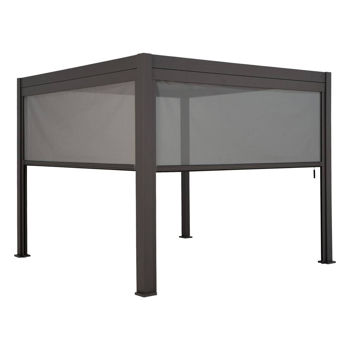 Hesperide - Store pour pergola bioclimatique "Evora" grand modèle 2,7 x 2,3 m en texaline Gris ardoise - Hespéride - Imagen 3