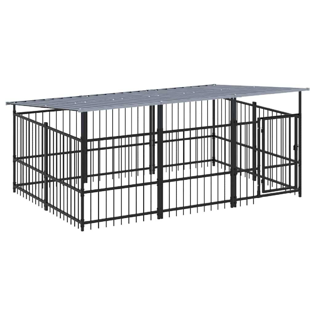 Vidaxl - Chenil d'extérieur avec toit pour chiens Acier 5,63 m² vidaXL 3124608 - Imagen 2