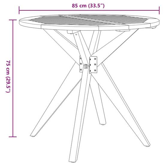Table de jardin - Table Extérieure - Table De Patio ronde Ø85x75 cm bois d'acacia solide-JU13701 - Image 8