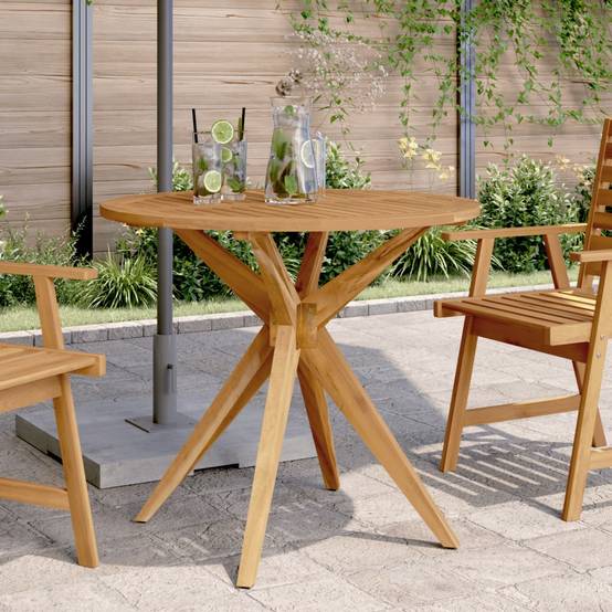 Table de jardin - Table Extérieure - Table De Patio ronde Ø85x75 cm bois d'acacia solide-JU13701 - Image 2