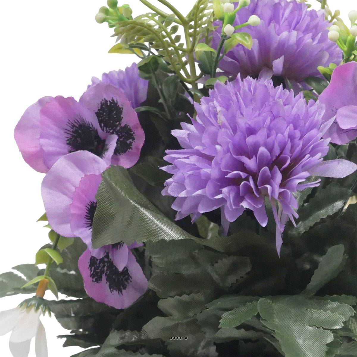 Artificielles - Pot de Chrysantheme, pensée et mini fleurs artificiels pour la Toussaint Lavande - couleur: Lavande 310 - Imagen 3