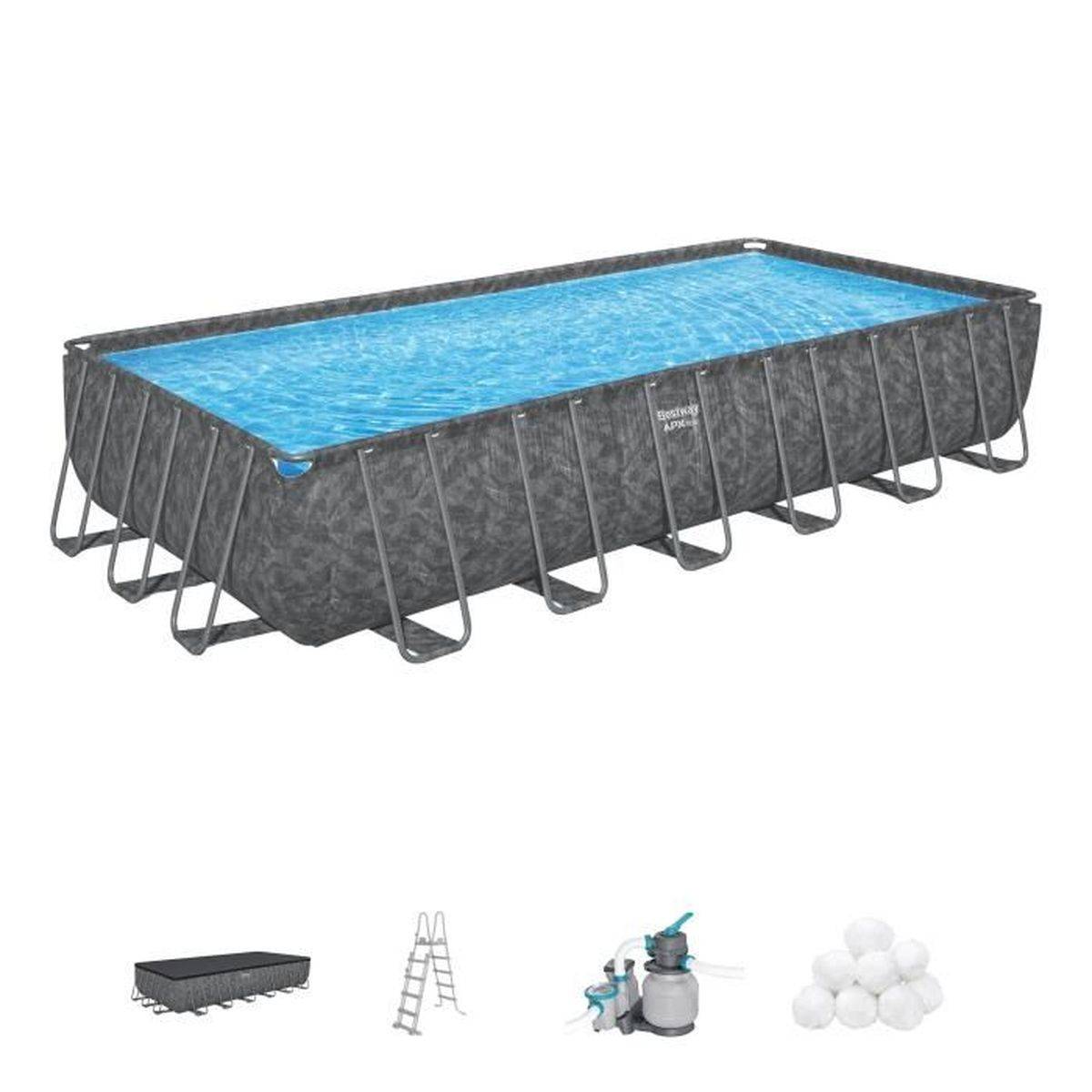 Bestway - Piscine hors-sol rectangulaire 732 x 366 x 132 cm, Tritech bleu, filtration à sable 5,7 m3/h - Bestway