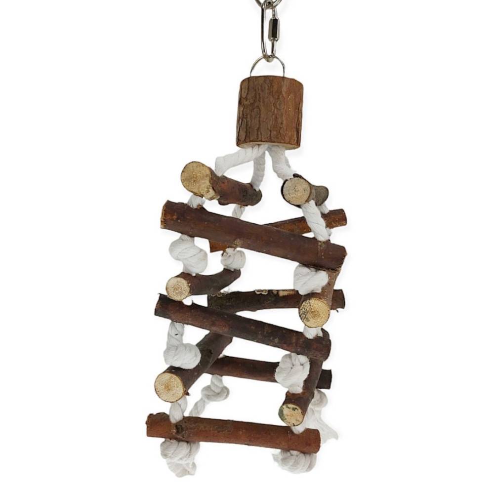 Tour d'échelle de corde, en bois d'écorce, 32cm, pour oiseaux. - Imagen 5