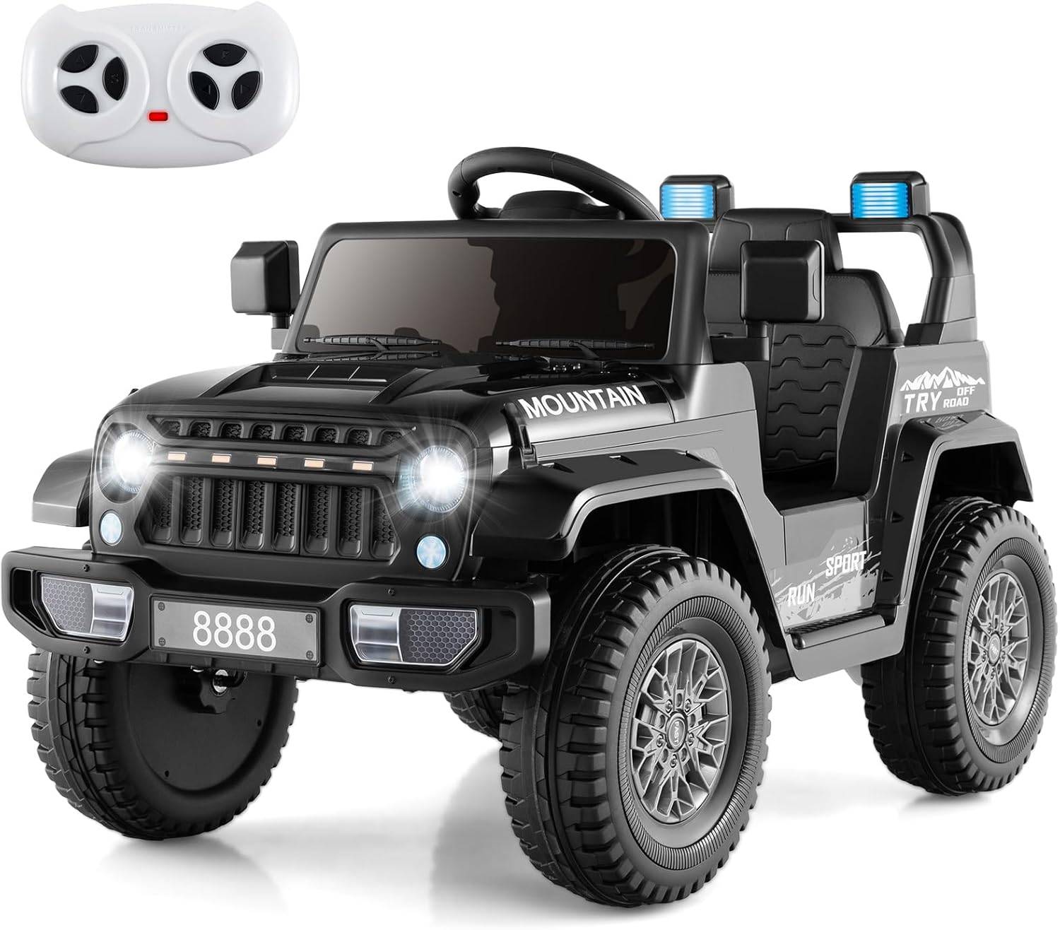 COSTWAY Voiture Électrique 12V Enfant – Télécommande Parent, LED, Musique – 3-6 Km/h – 30 Kg – 3 Ans+ (Blanc)