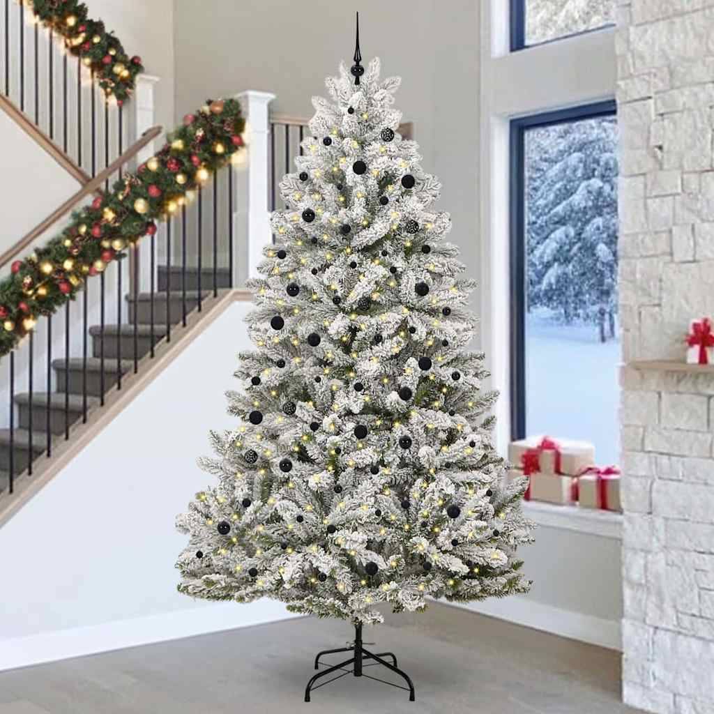 ComfortXL - Très Grand Sapin de Noël Floqué 300 cm, Prêt à Poser avec Lumières LED et 120 Décorations – ComfortXL Outdoor Living - Image 1