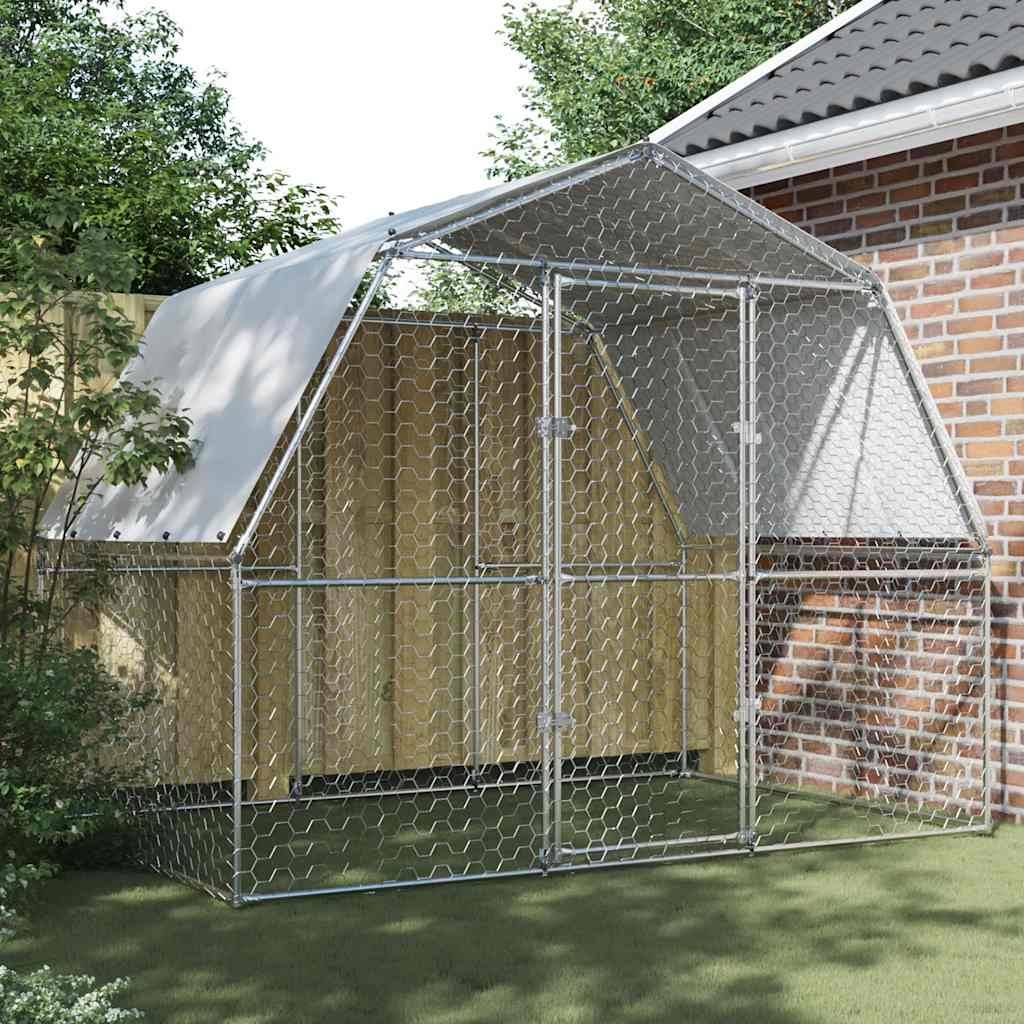 Vidaxl - Cage à poules avec toit et porte argenté acier galvanisé vidaXL 3294910 - Image 1