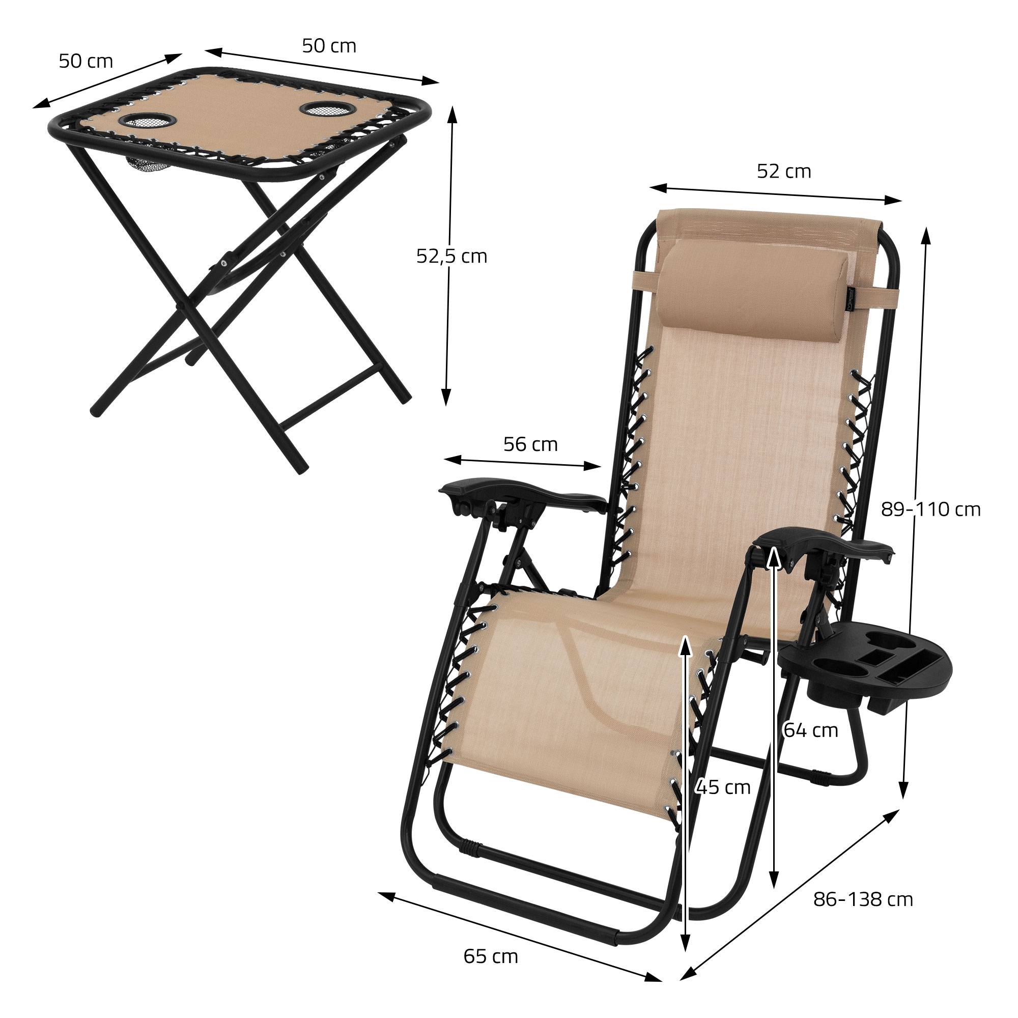Ecd-Germany - Set de 2 Chaises Longues Pliables, Chaise Tapue avec Table, en Acier/Tissu Polyester Oxford - Imagen 9