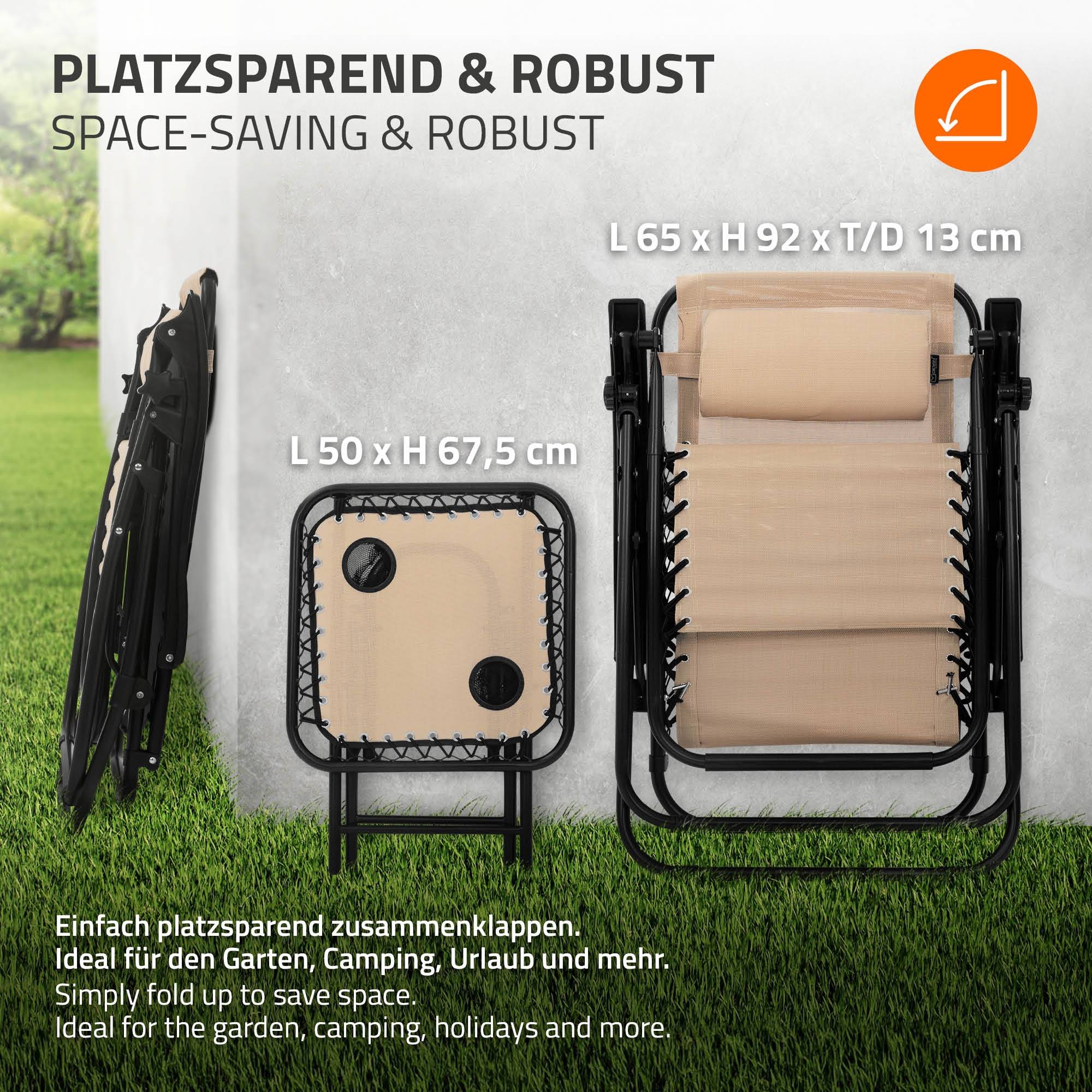 Ecd-Germany - Set de 2 Chaises Longues Pliables, Chaise Tapue avec Table, en Acier/Tissu Polyester Oxford - Imagen 7
