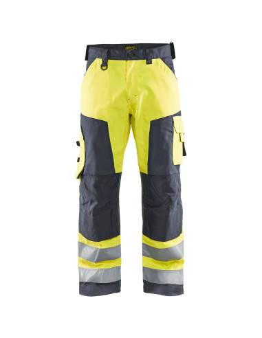 Pantalon artisan haute visibilité Jaune fluo/Gris moyen | 156618113396 - Blaklader
