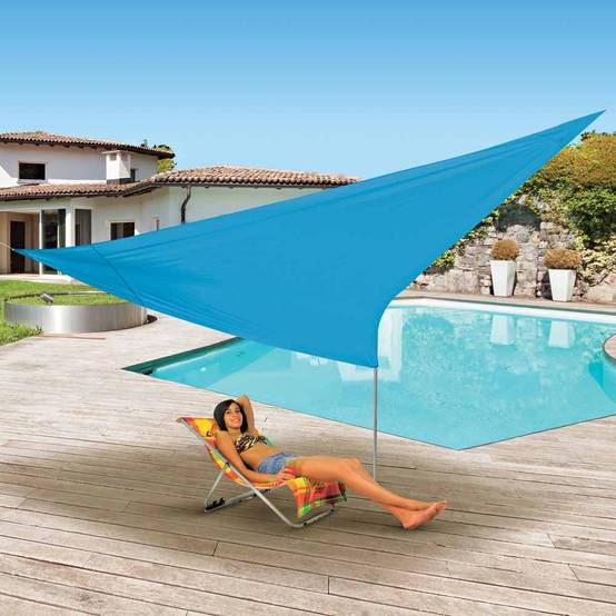 Terre Jardin - Voile d'ombrage triangulaire 3.6 mètres Turquoise - Imagen 2