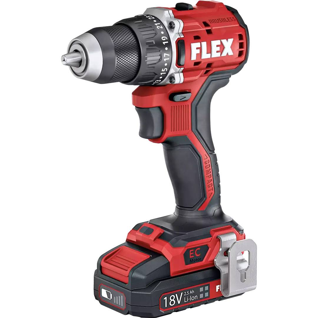 Perceuse-visseuse sans fil compacte à 2 vitesses - 18V - FLEX - Set coffret + 2 batterie 2.5Ah + 1 Chargeur - 519049 - Imagen 3