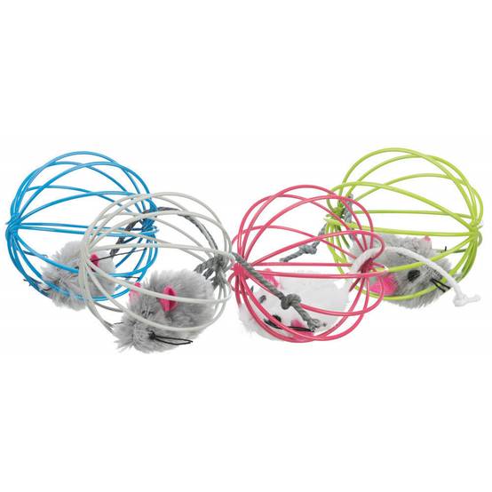 4 Souris avec balle métal ø 6 cm Coloris: aléatoires jouet Pour chat - Image 1