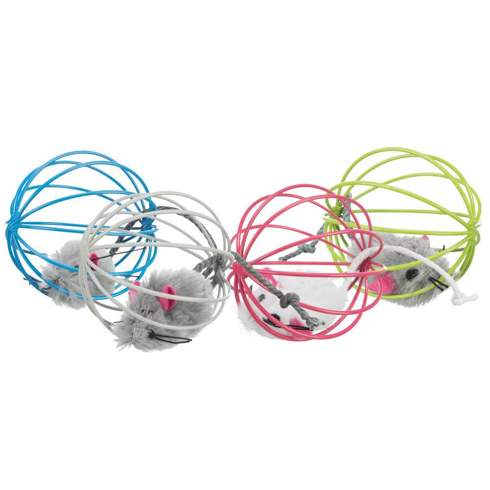 4 Souris avec balle métal  ø 6 cm Coloris: aléatoires  jouet Pour chat - Imagen 1