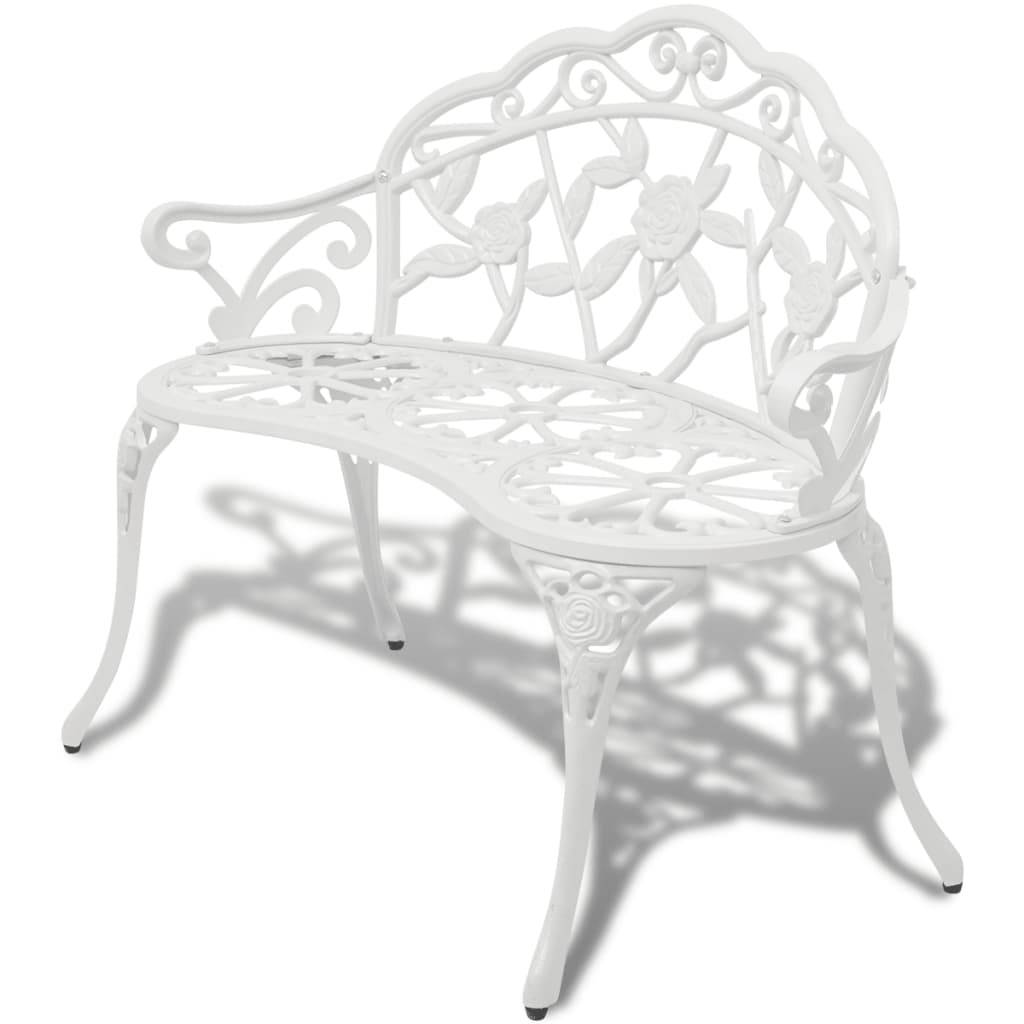 Helloshop26 - Banc de jardin meuble de patio d'extérieur terrasse 100 x 54 x 80 cm aluminium coulé blanc - Imagen 1