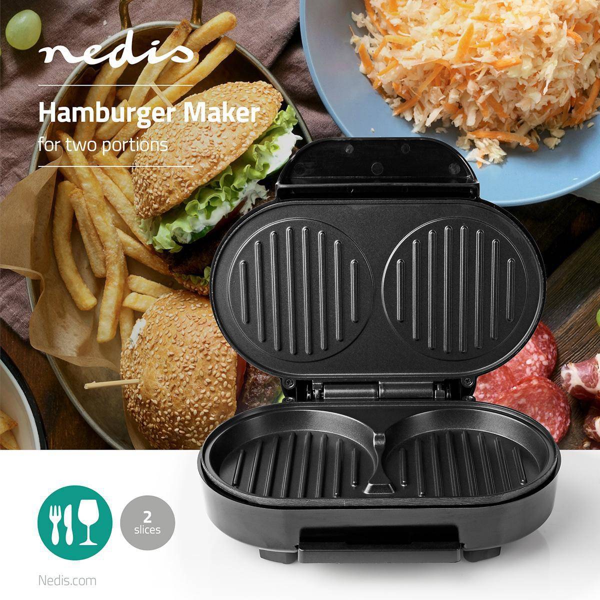 Appareil à Hamburger électrique 1000W 10.5Cm Revêtement anti adhésif NEDIS - Imagen 8