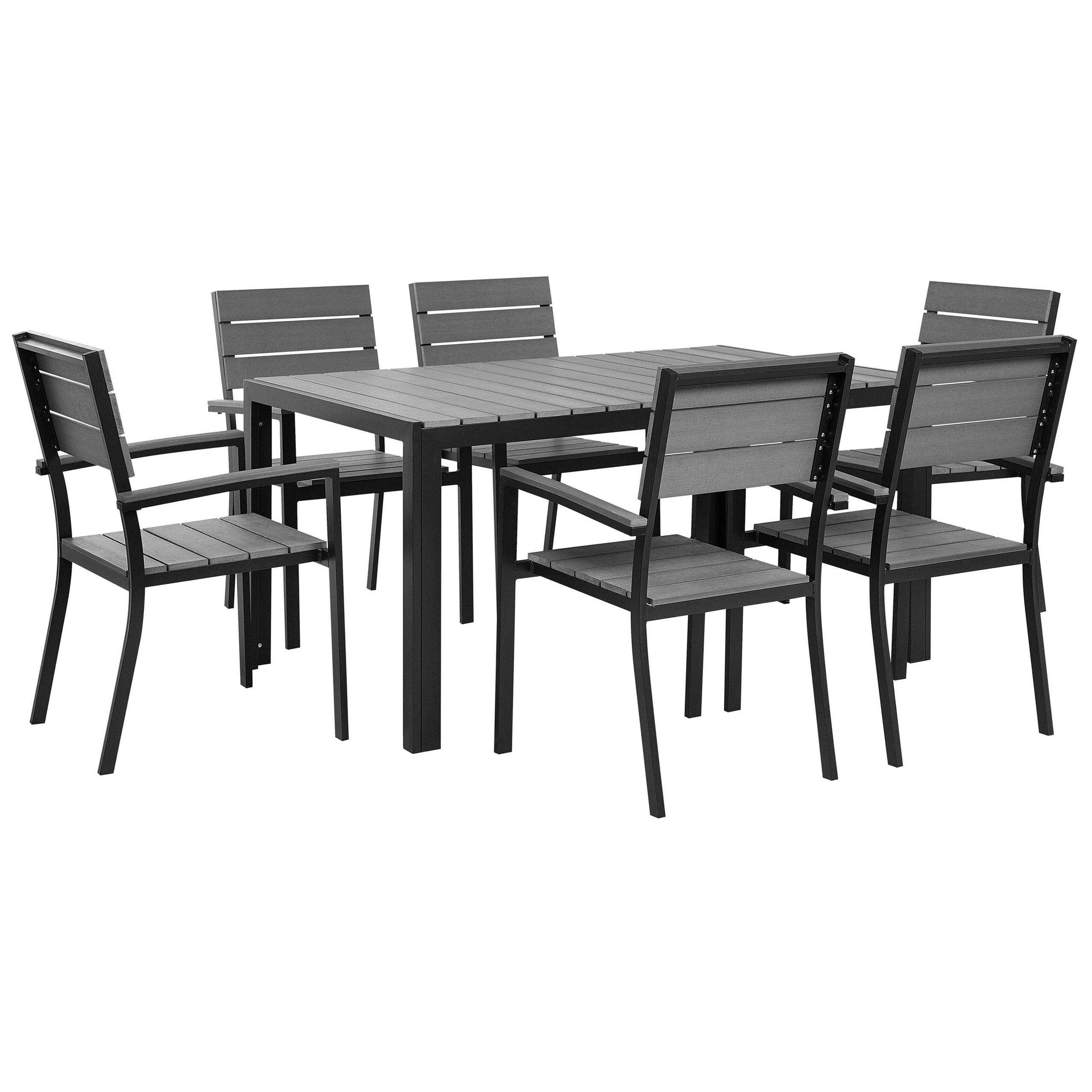 Beliani - Set de salle à manger, 6 Personnes Bois synthétique Gris COMO - Beliani - Imagen 2