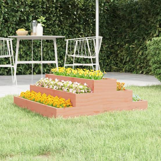 Carré potager surélevé 3 niveaux bois Douglas pour jardin 80x80x27 cm – ComfortXL Outdoor Living - Image 1