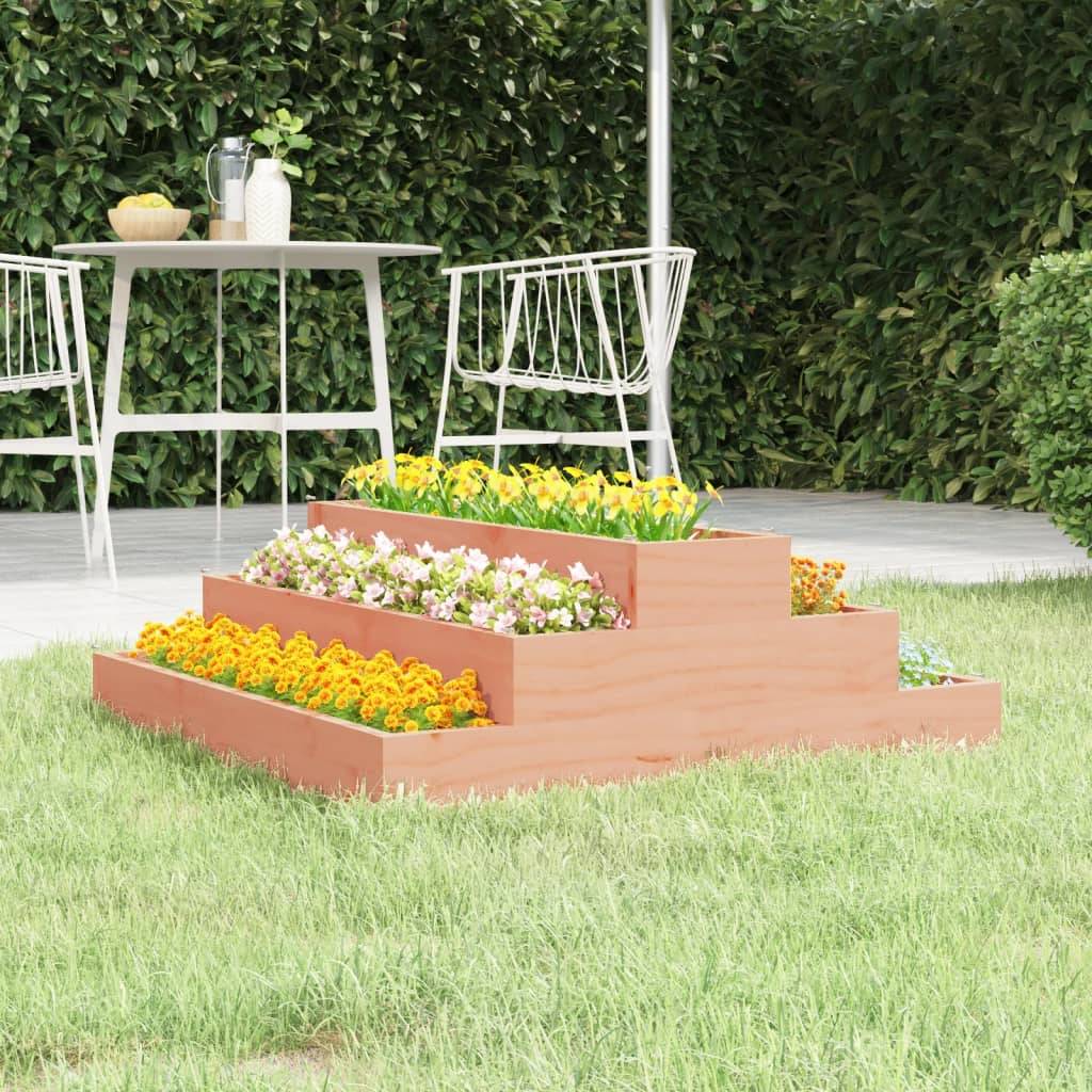 Carré potager surélevé 3 niveaux bois Douglas pour jardin 80x80x27 cm – ComfortXL Outdoor Living - Image 1