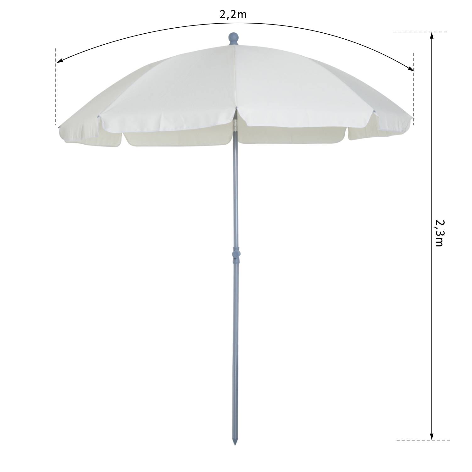 Outsunny - Parasol inclinable octogonal jardin/plage Ø2m sac transport inclus métal/polyester crème - Outsunny - Image 3