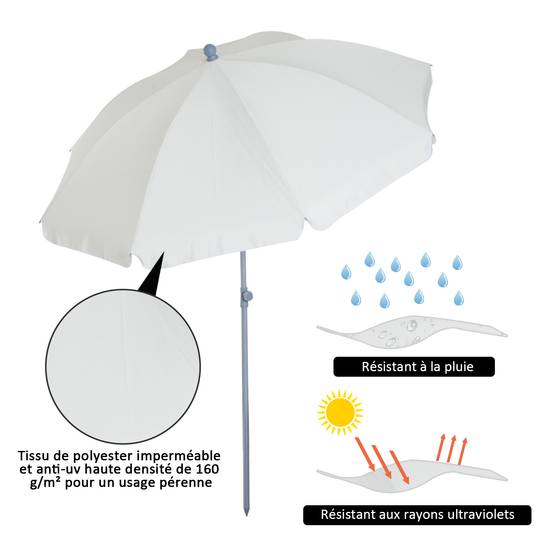 Outsunny - Parasol inclinable octogonal jardin/plage Ø2m sac transport inclus métal/polyester crème - Outsunny - Image 4