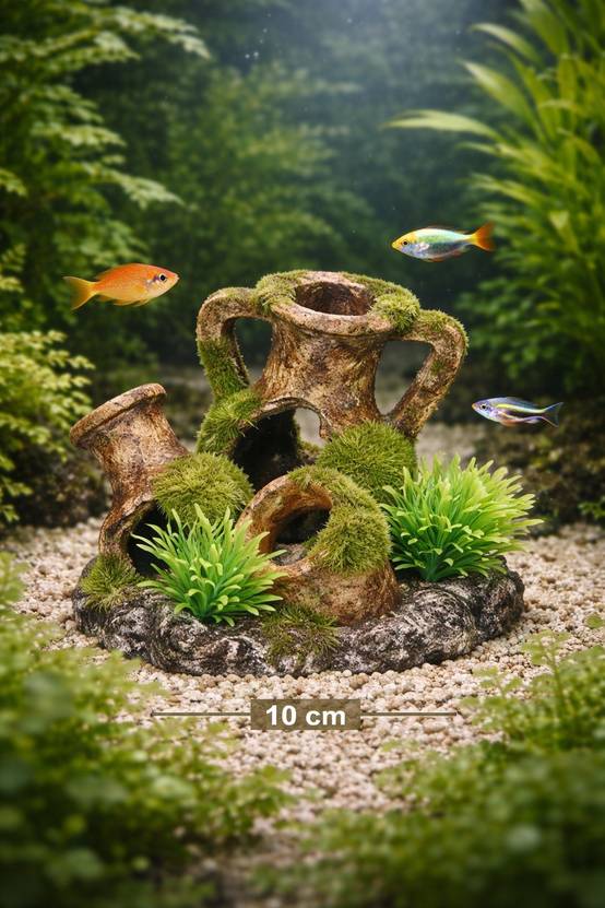 Décoration aquarium amphores empilées cachettes effet mousse 10 cm - Image 3