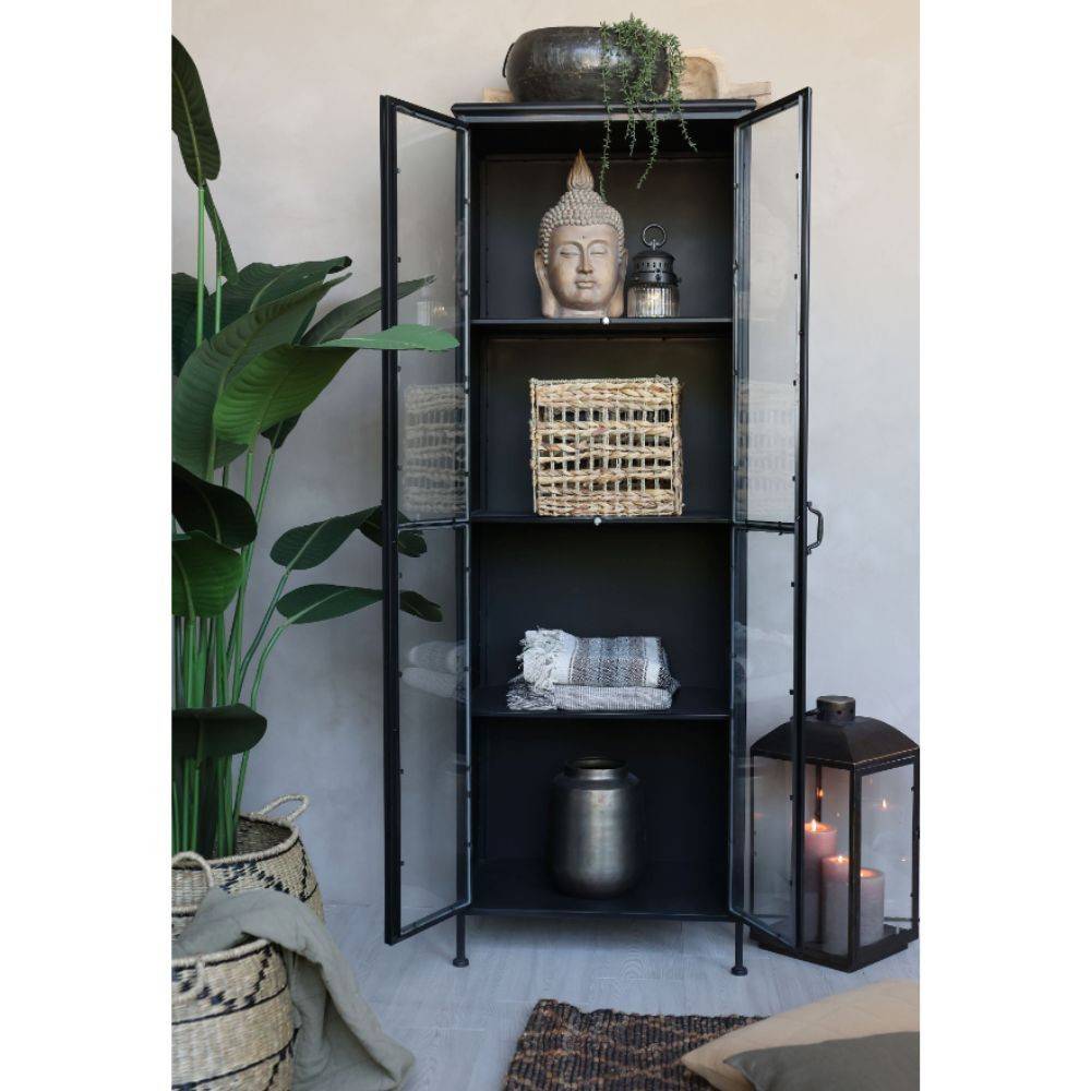 Chemin De Campagne - Armoire 2 portes rangement chambre salle de bain métallique noir 184cm Chemin de campagne - Imagen 4