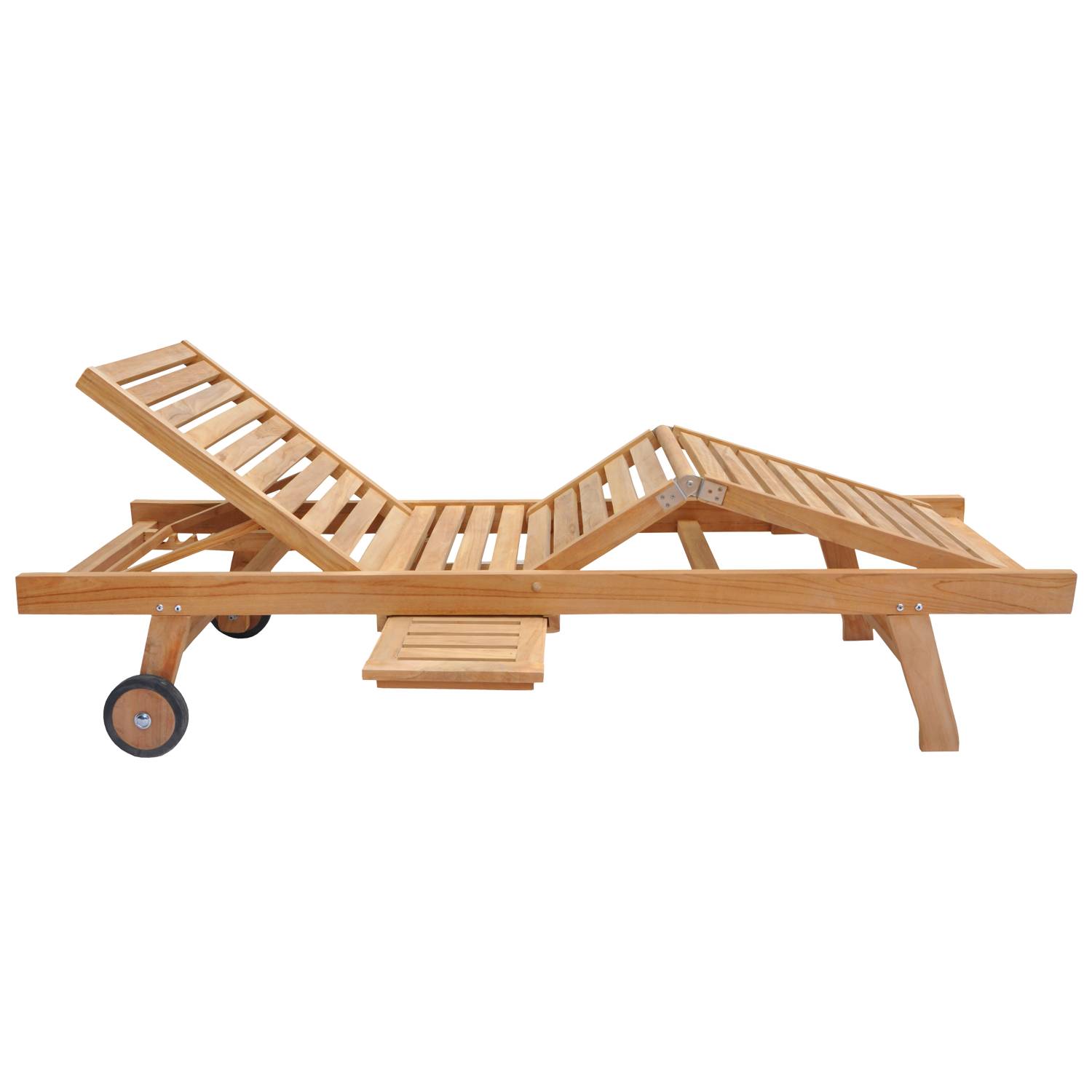 Ensemble bain de soleil pliant en teck avec table d'appoint LOMBOK - HAPPY GARDEN - Imagen 3