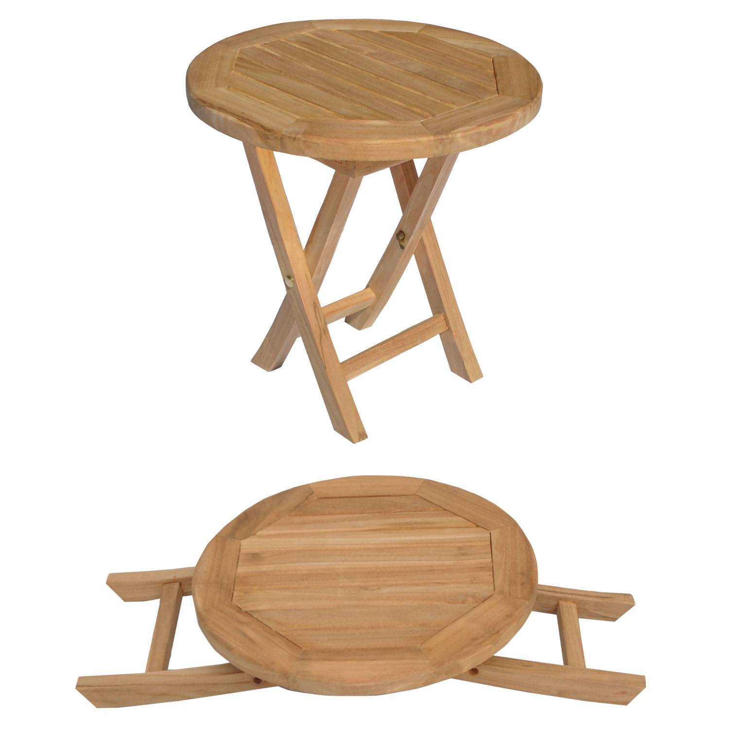 Happy Garden - Ensemble bain de soleil pliant en teck massif avec table d'appoint LOMBOK - HAPPY GARDEN - Imagen 4