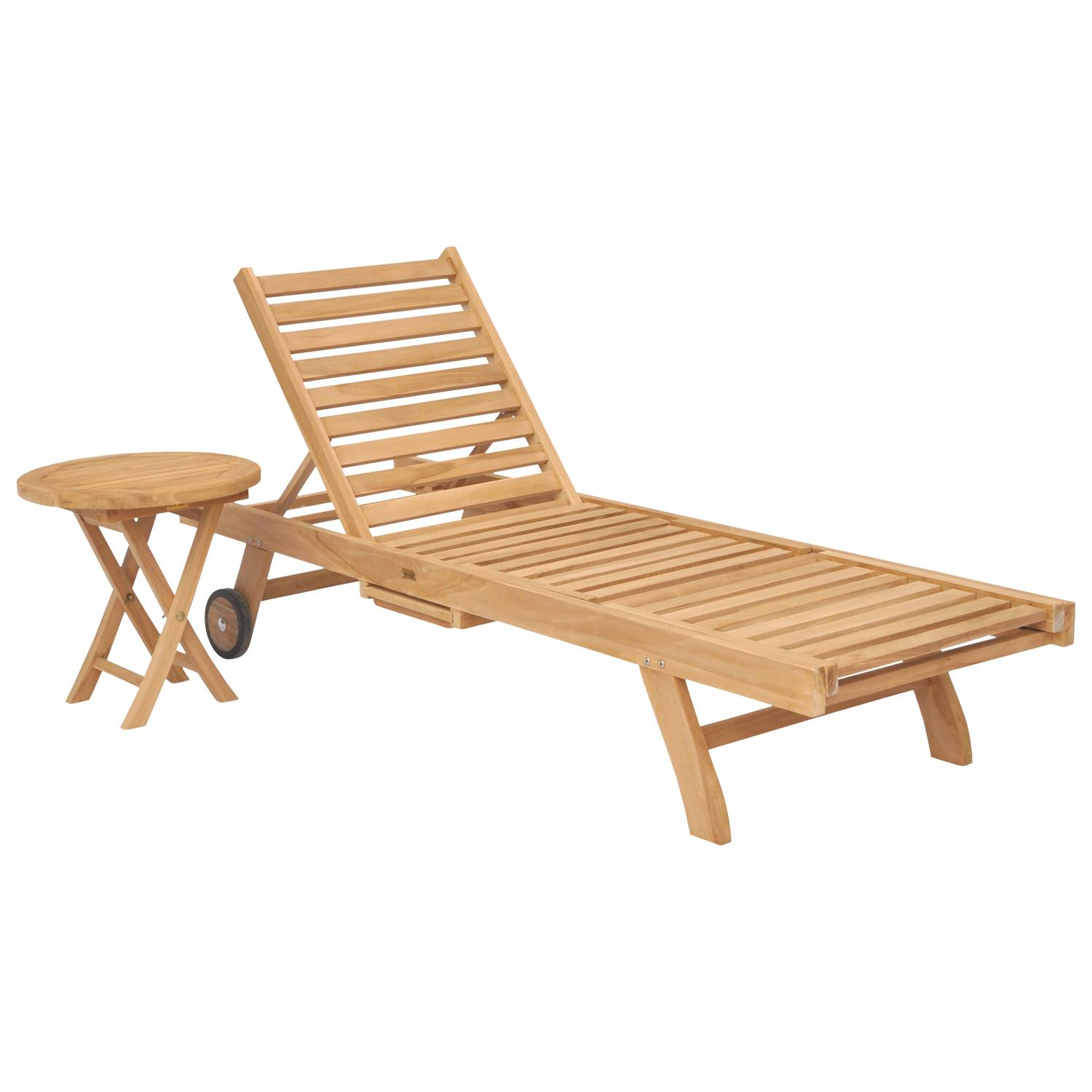 Ensemble bain de soleil pliant en teck avec table d'appoint LOMBOK - HAPPY GARDEN - Imagen 1