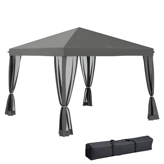 Tonnelle pliante polyester gris 295 x 295 x 260 cm - PANGIVO - Image 1