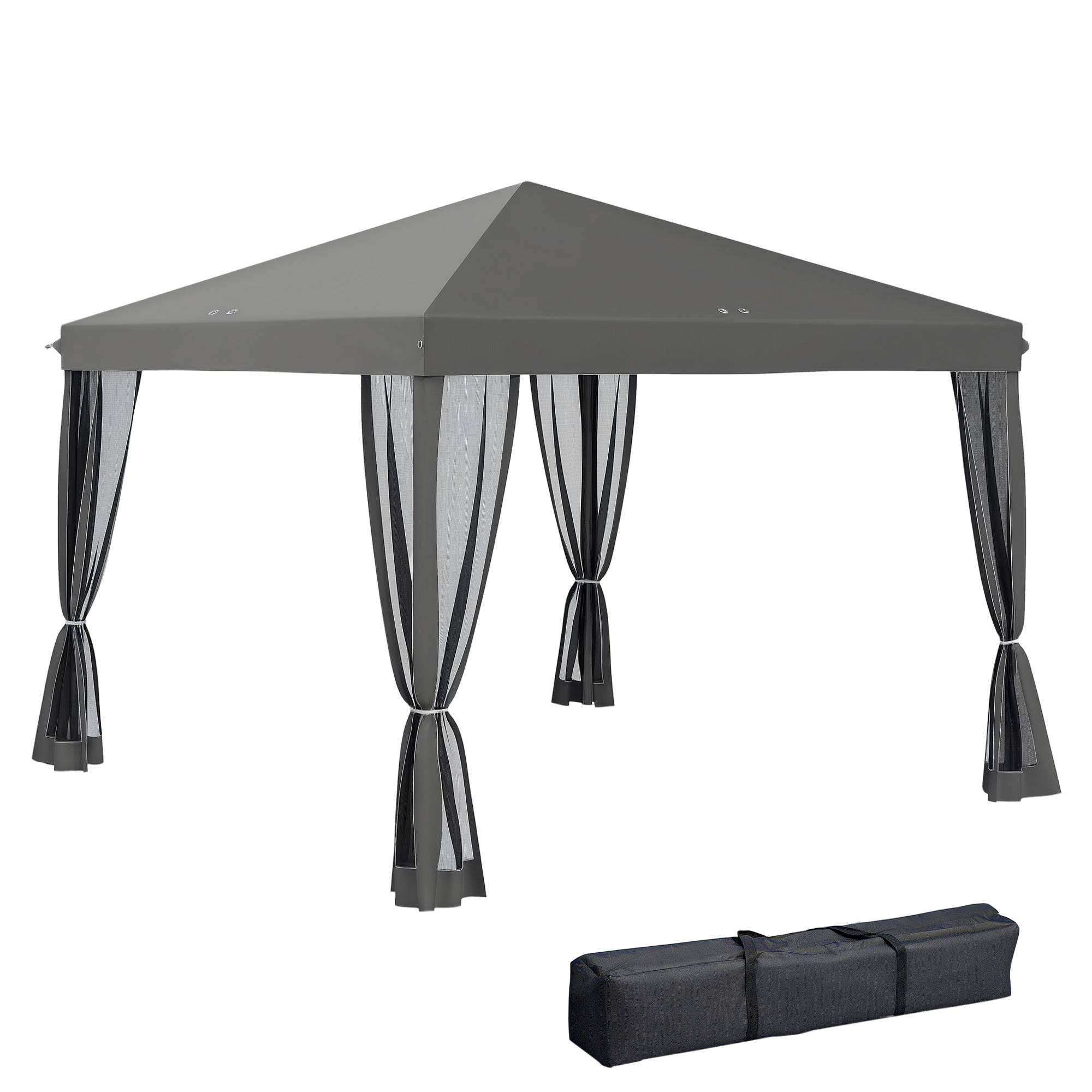 Tonnelle pliante polyester gris 295 x 295 x 260 cm - PANGIVO - Image 1