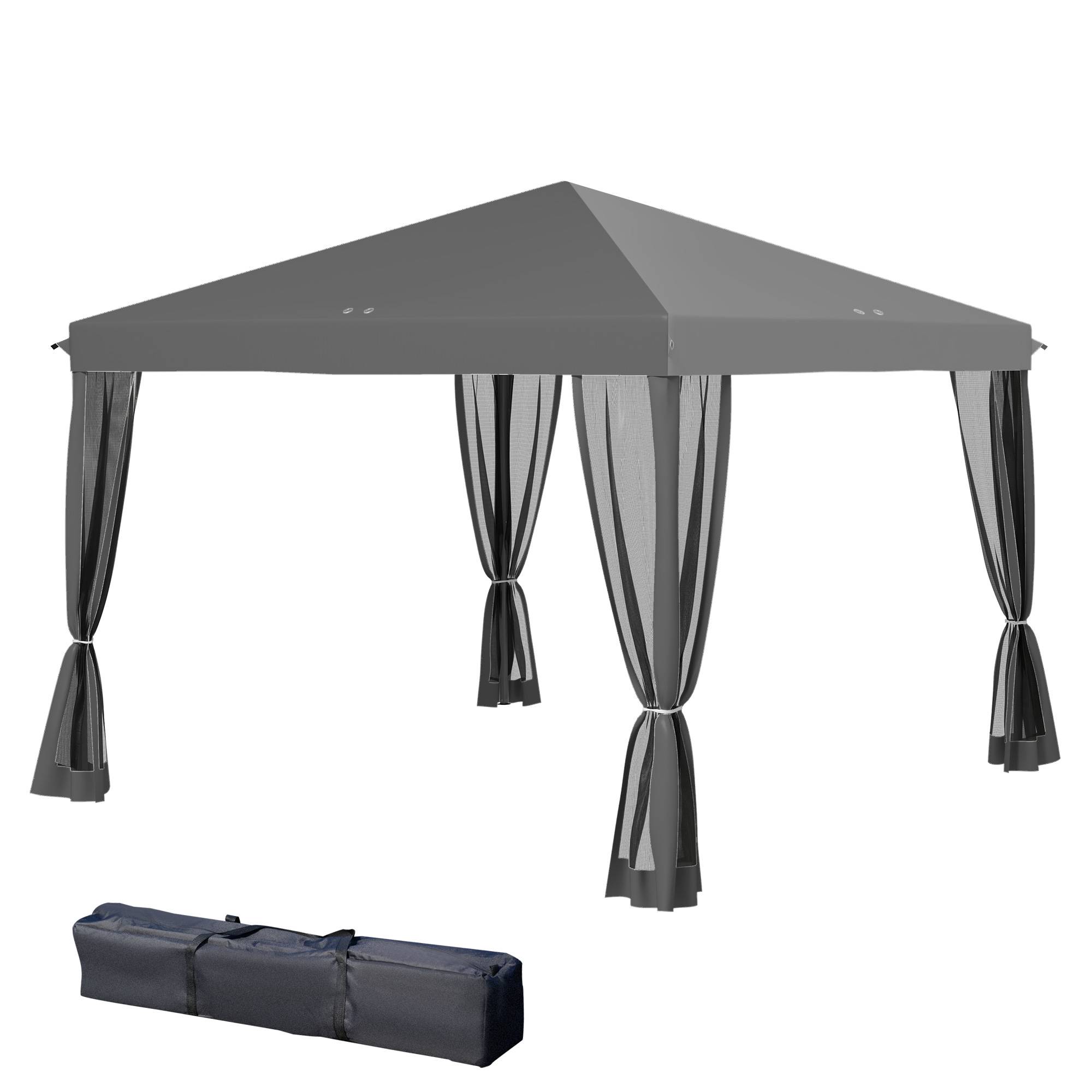 Tonnelle pliante polyester gris 295 x 295 x 260 cm - PANGIVO - Image 2