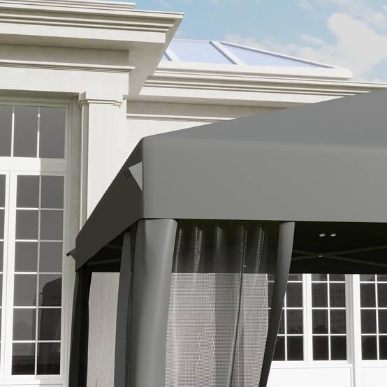 Tonnelle pliante polyester gris 295 x 295 x 260 cm - PANGIVO - Image 10