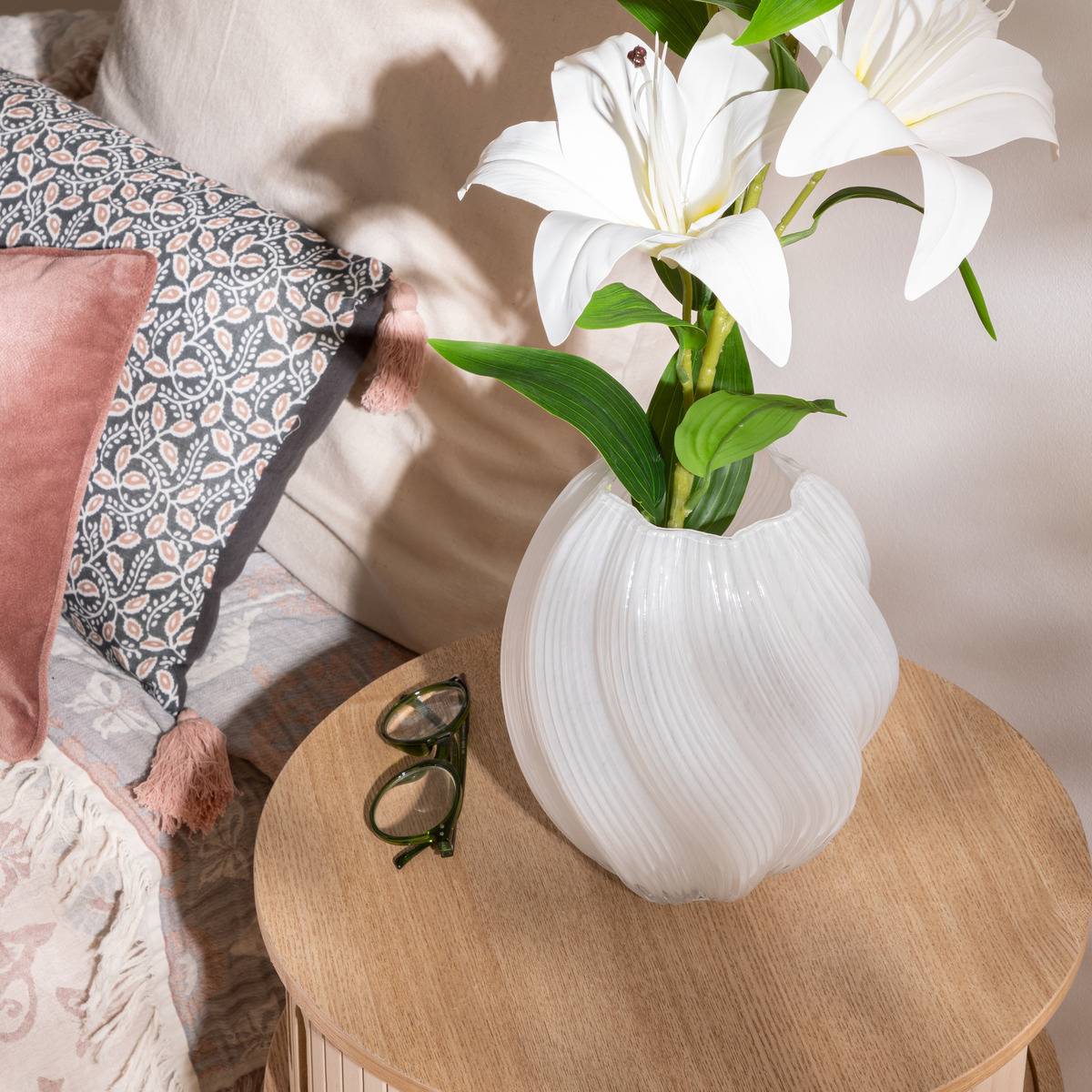 Atmosphera - Vase "Valma" blanc H21cm - Atmosphera Créateur d'intérieur - Image 1
