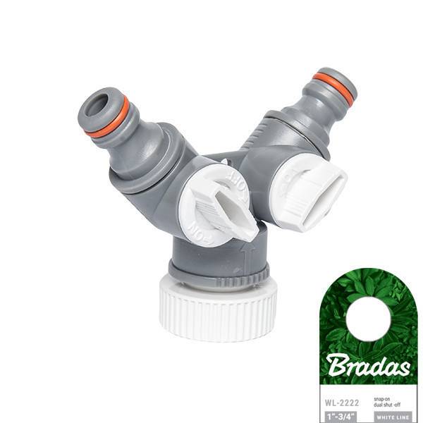 Nez de robinet double avec vanne d'arrêt 20/27 et 26/34 WHITE LINE