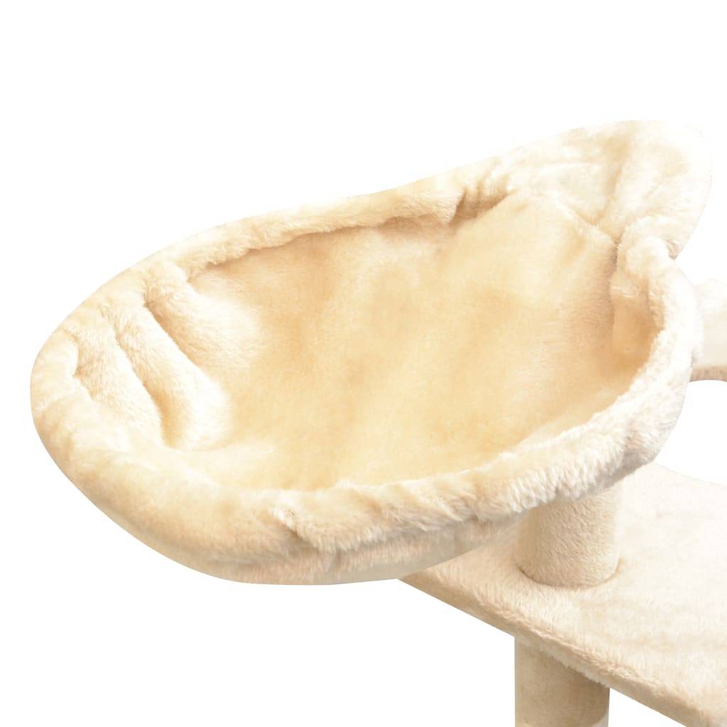 Grand arbre à chat 150 cm avec hamac griffoir sisal et échelle Beige – ComfortXL Pet Living - Image 5