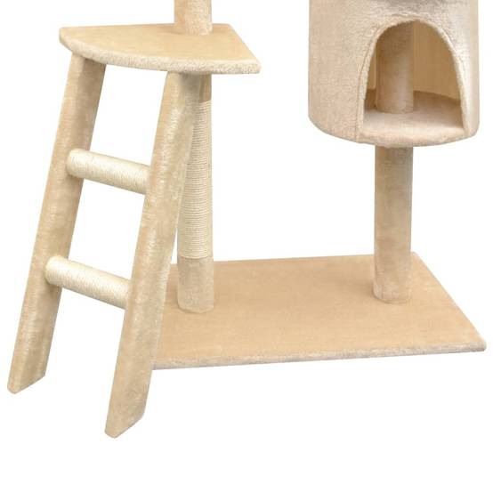 Grand arbre à chat 150 cm avec hamac griffoir sisal et échelle Beige – ComfortXL Pet Living - Image 3