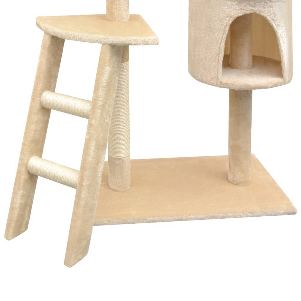 Grand arbre à chat 150 cm avec hamac griffoir sisal et échelle Beige – ComfortXL Pet Living - Image 3