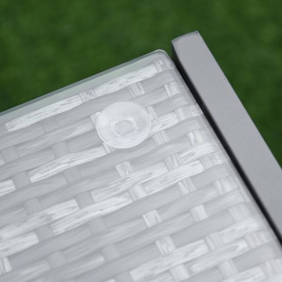 Table basse jardin aluminium résine tressée plateau verre extérieur détente 50x49.5x50cm gris - ComfortXL Outdoor Living - Image 10