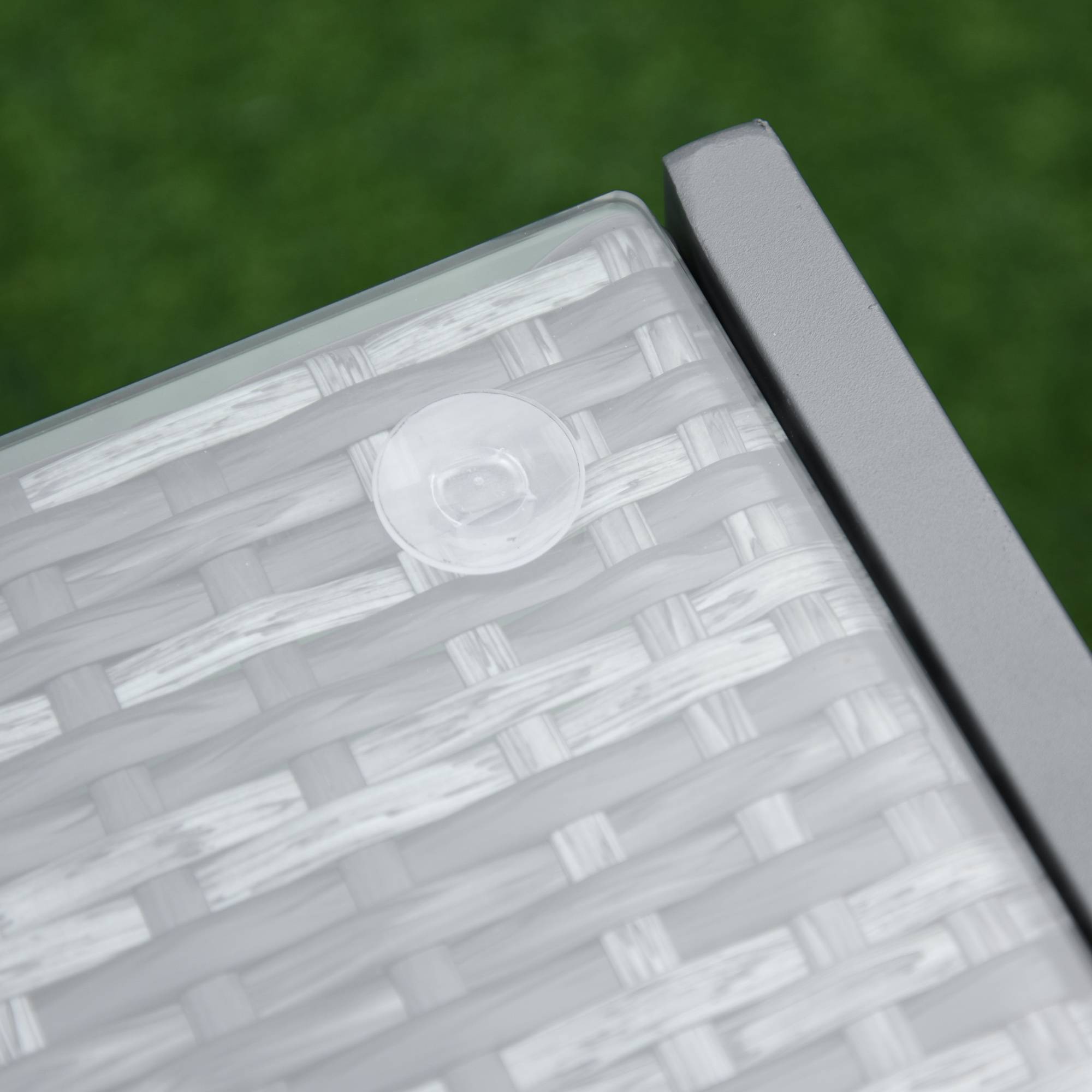 Table basse jardin aluminium résine tressée plateau verre extérieur détente 50x49.5x50cm gris - ComfortXL Outdoor Living - Image 10