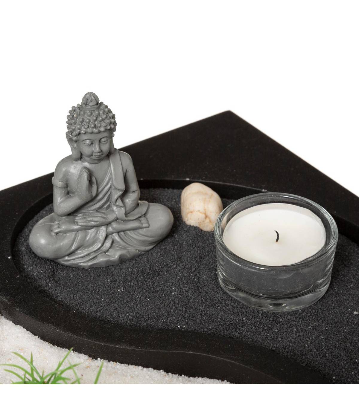 Jardin Zen Yin Yang Bouddha sur un plateau avec Bougie et décoration - Imagen 2