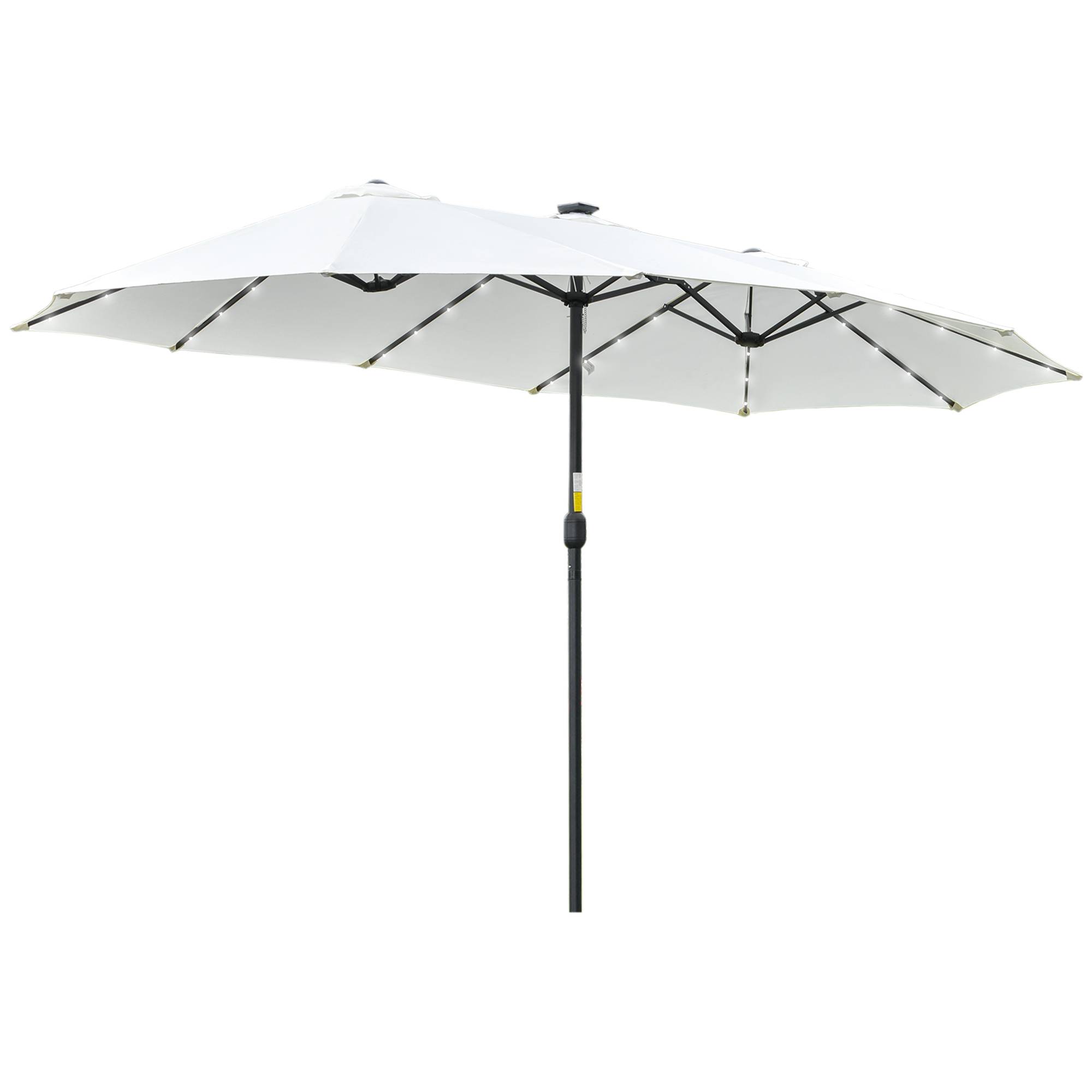 Parasol double avec 48 lumières LED, 4,5 x 2,65 m, manivelle, protection solaire pour terrasse, jardin, piscine, crème - Image 1