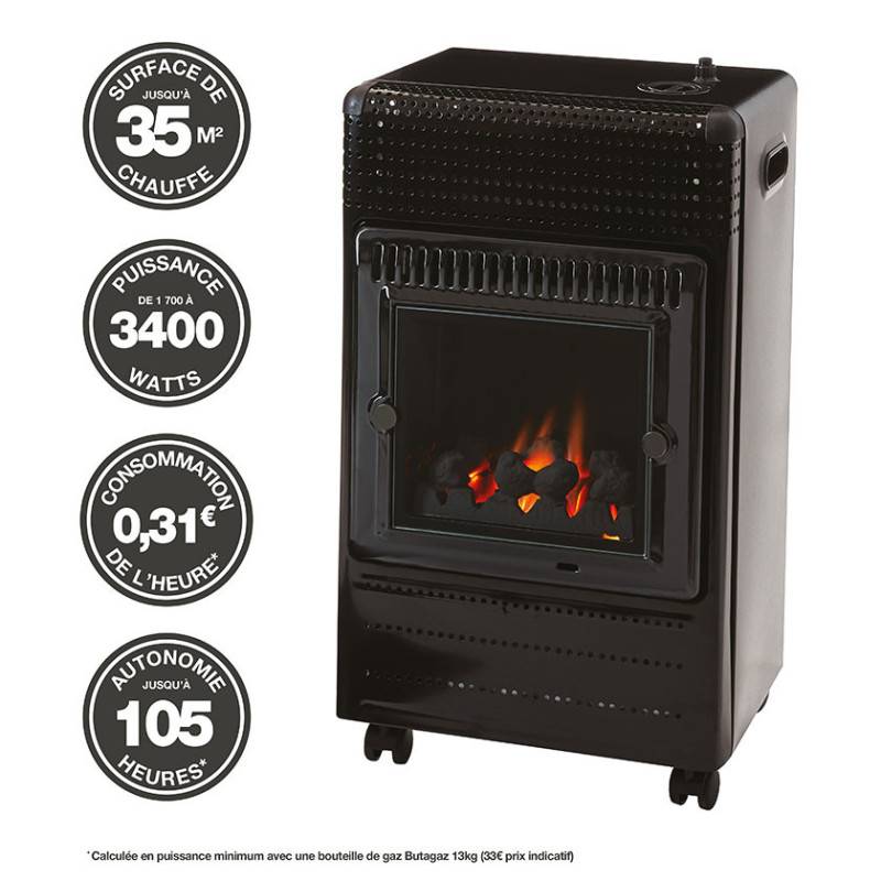Favex - Chauffage d'appoint à gaz Ektor Fire - FAVEX - Intérieur - Infrableu Effet feu de cheminée - Livré avec tuyau et détendeur - 40 m² - Imagen 4