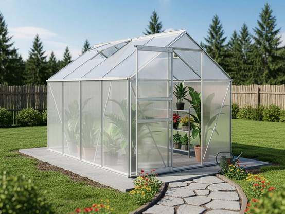 Serre Jardin Polycarbonate 250 X 190 X 195 Cm "basilic" - 4,75 M² - Gris -habitat Et Jardin - Image 2