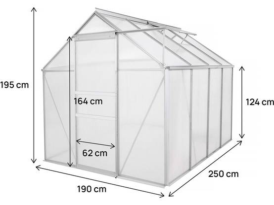 Serre Jardin Polycarbonate 250 X 190 X 195 Cm "basilic" - 4,75 M² - Gris -habitat Et Jardin - Image 4