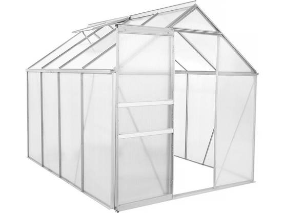 Serre Jardin Polycarbonate 250 X 190 X 195 Cm "basilic" - 4,75 M² - Gris -habitat Et Jardin - Image 1