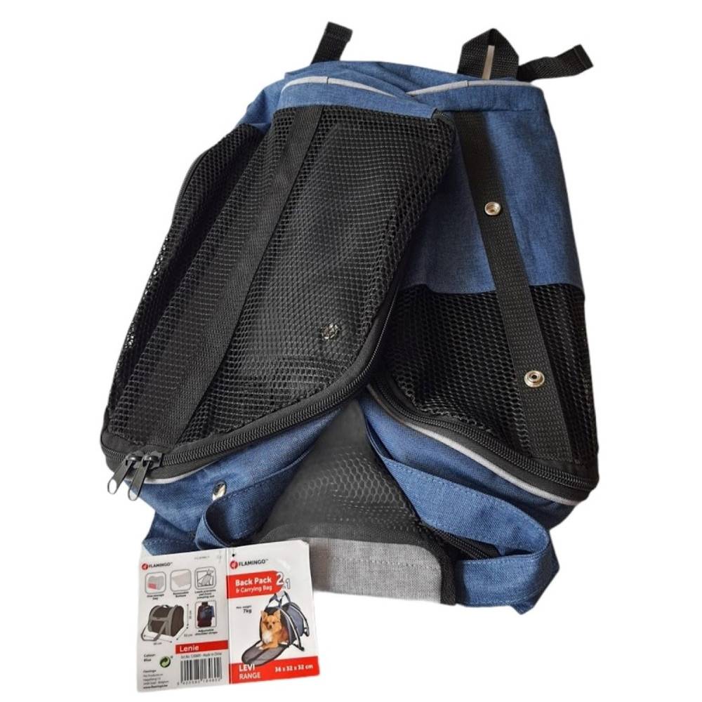 Sac à dos Lenie bleu taille 36 x 32 x 32 cm pour chien max 7 kg. - Imagen 3