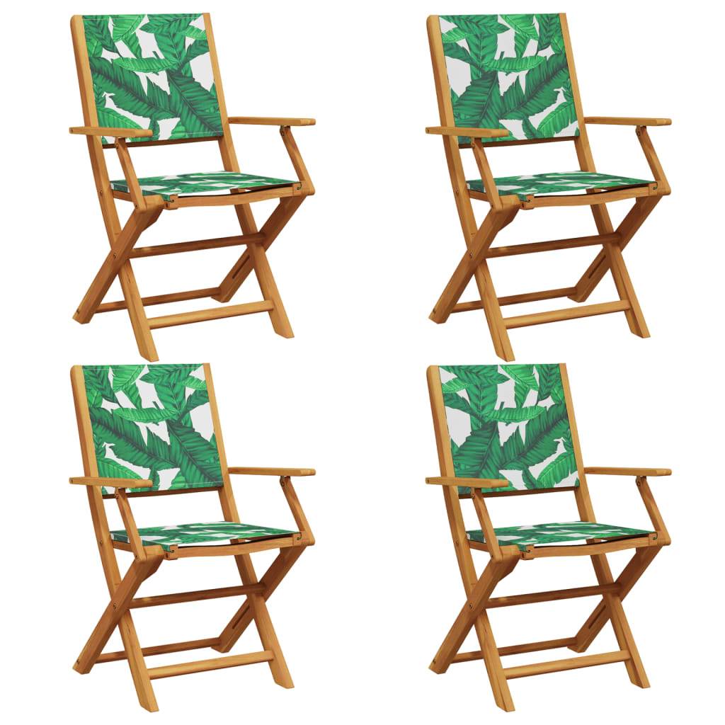 Maison Chic - Lot de 4 Chaise pliante de jardin - Chaises d'extérieur - Chaises de jardin pliables vert tissu et bois massif-JU12479 - Image 1