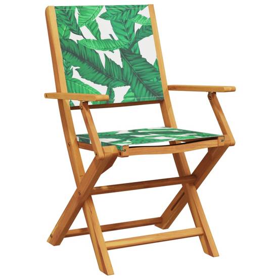 Maison Chic - Lot de 4 Chaise pliante de jardin - Chaises d'extérieur - Chaises de jardin pliables vert tissu et bois massif-JU12479 - Image 3